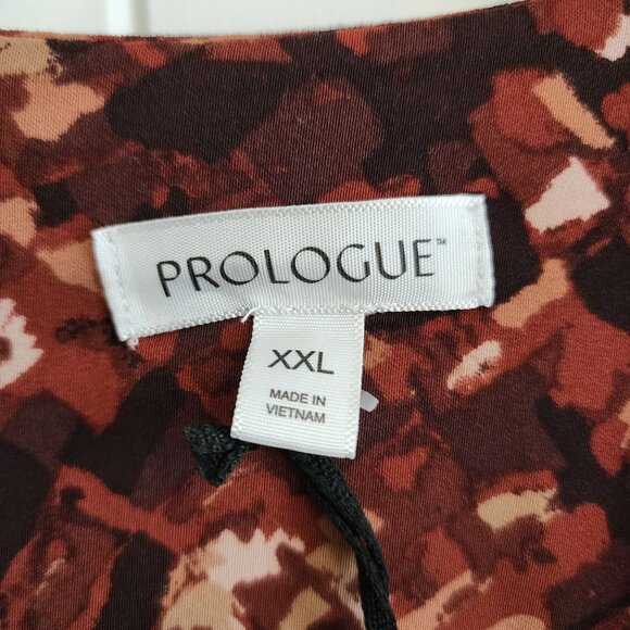 Abstract Patterned Long-Sleeve Blouse With Earth Tones By Prologue XXL - Picture 2 of 7